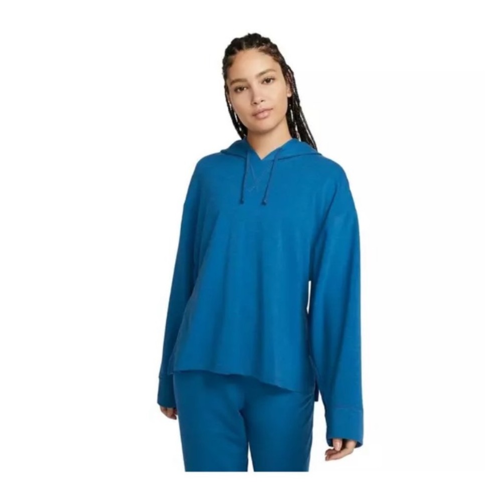 NWT Nike Yoga Dri-FIT Fleece Hoodien Hooded Sweatshirt Size S  Blue/Green